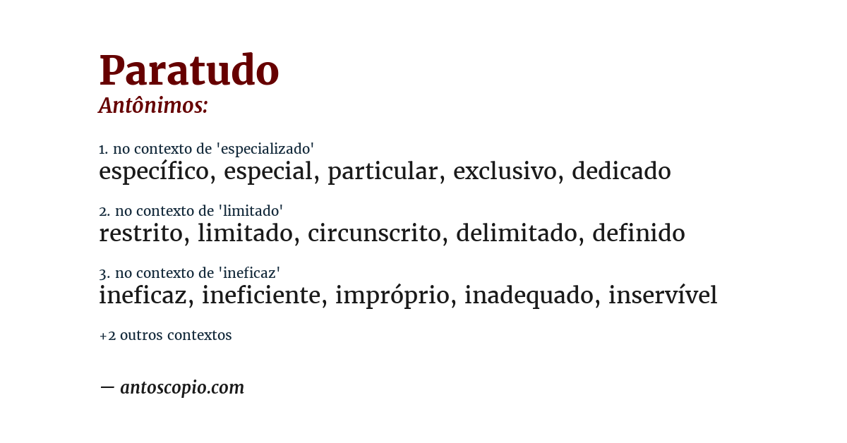 Antônimo de paratudo