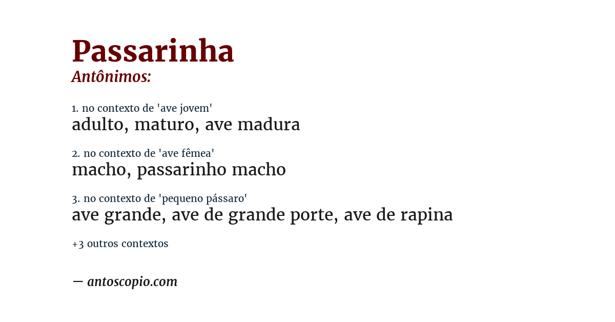 Antônimo de passarinha
