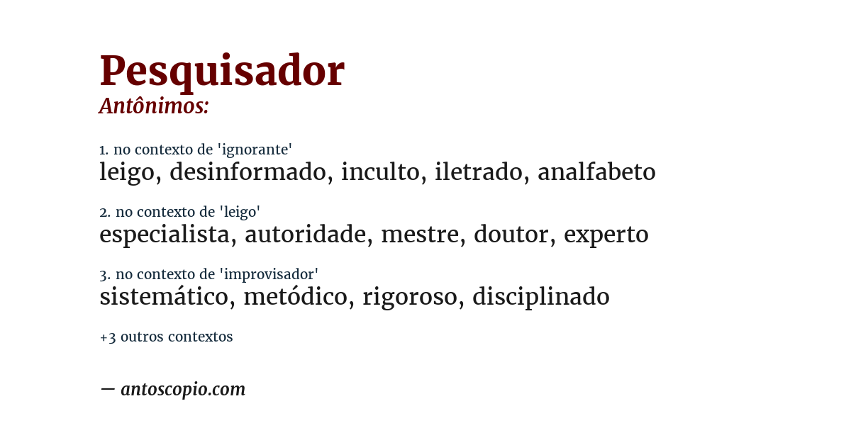 Antônimo de pesquisador