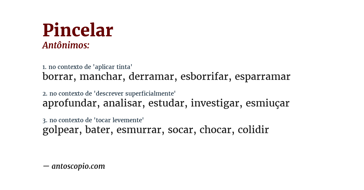 Antônimo de pincelar