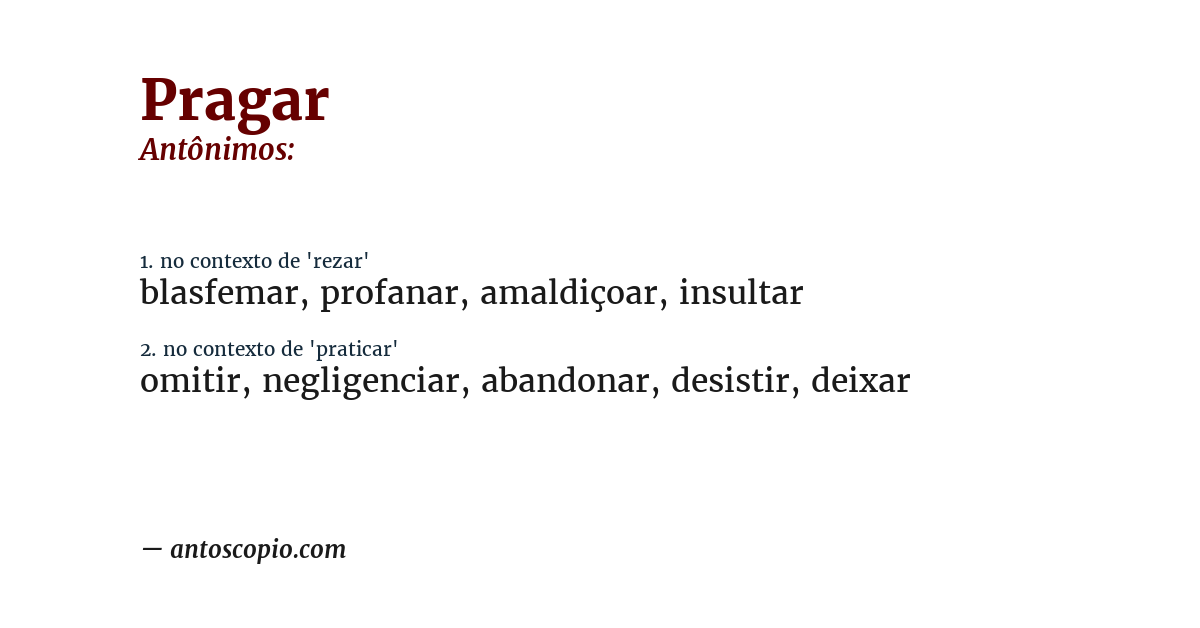 Antônimo de pragar