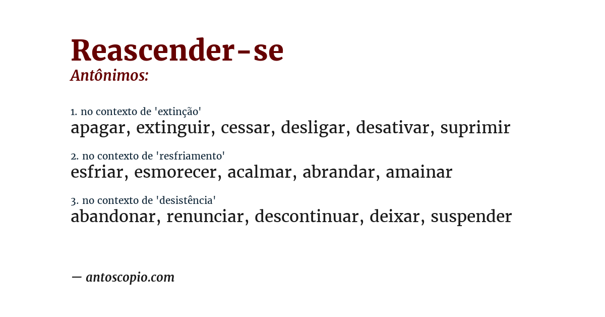Antônimo de reascender-se