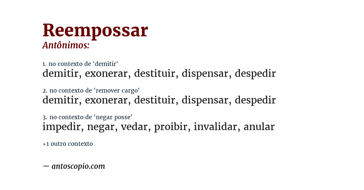Antônimo de reempossar