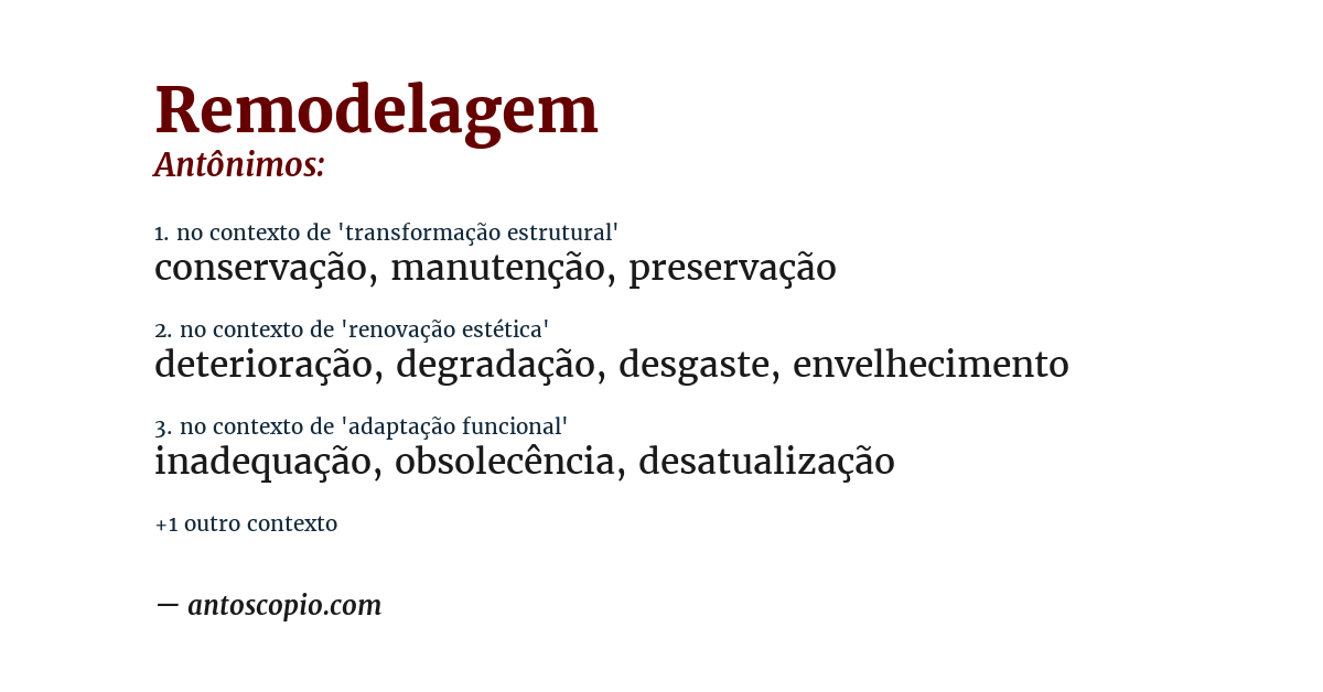 Antônimo de remodelagem