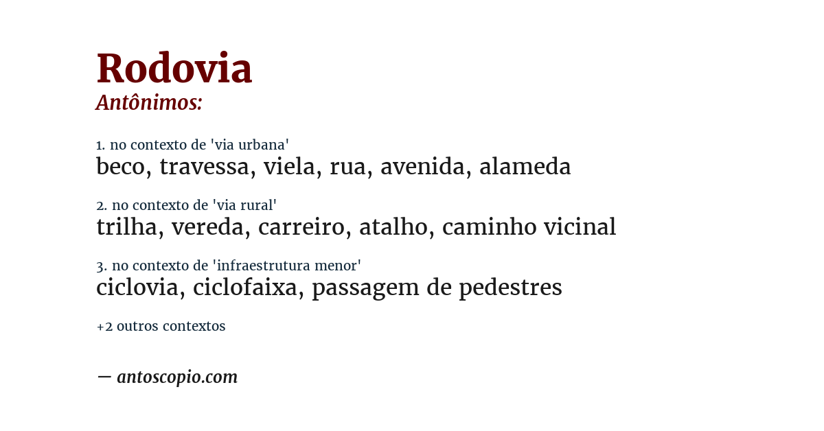 Antônimo de rodovia