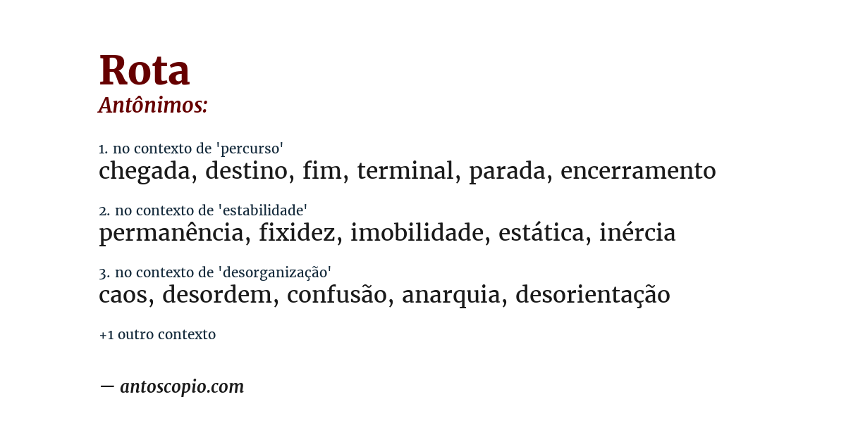 Antônimo de rota