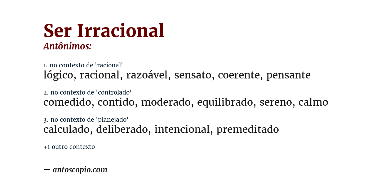 Antônimo de ser irracional