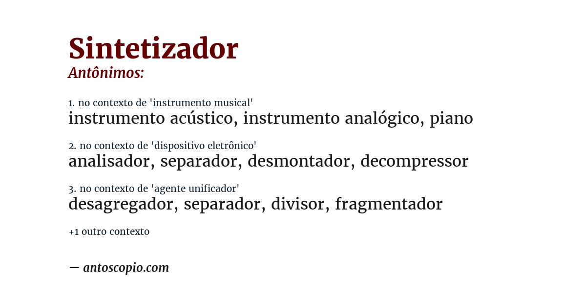 Antônimo de sintetizador