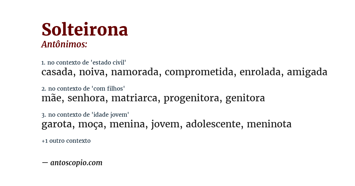 Antônimo de solteirona