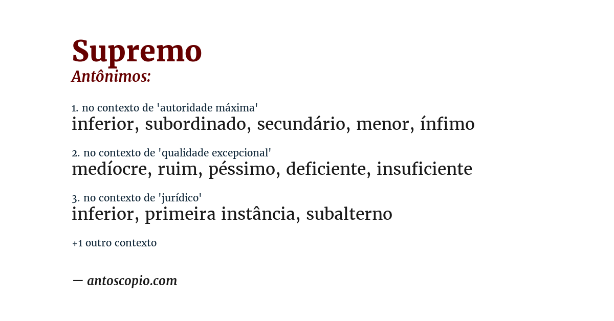 Antônimo de supremo