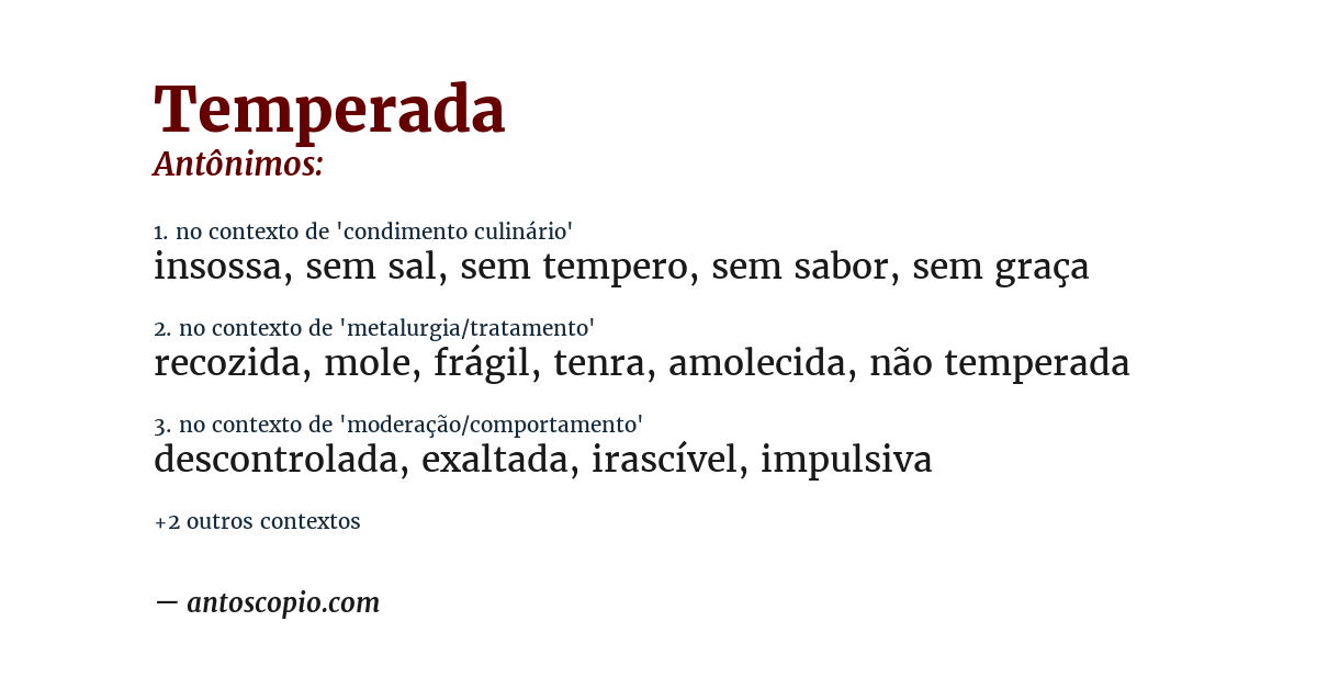 Antônimo de temperada
