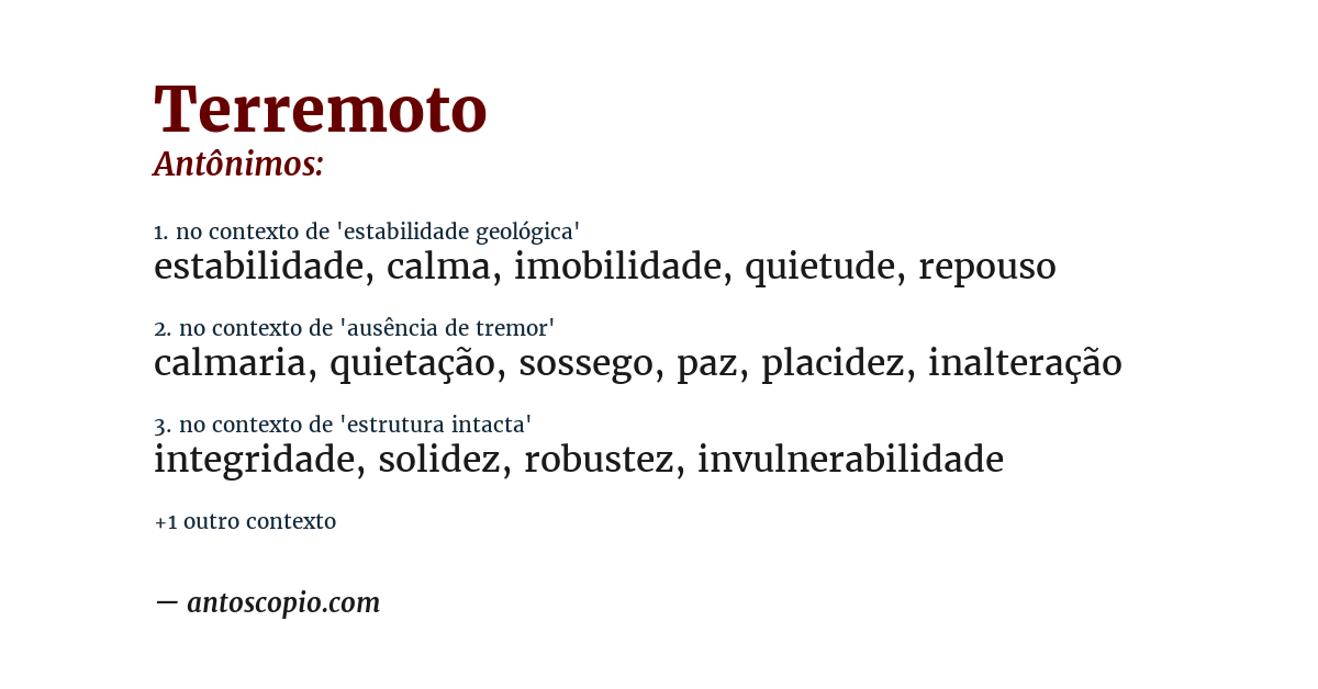 Antônimo de terremoto