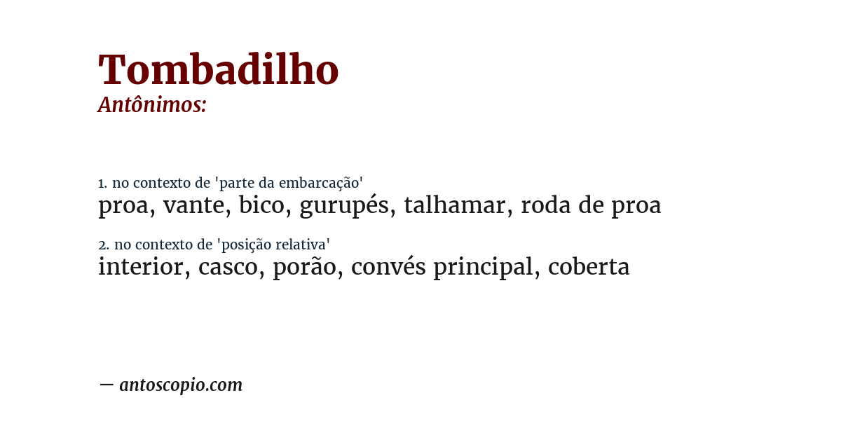 Antônimo de tombadilho