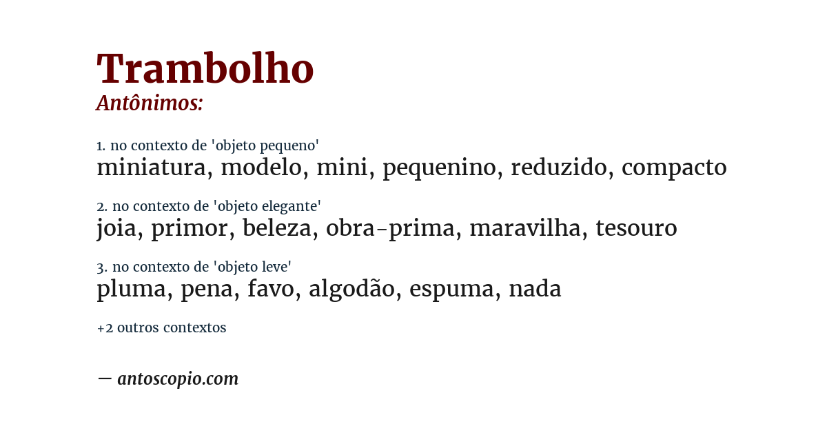 Antônimo de trambolho