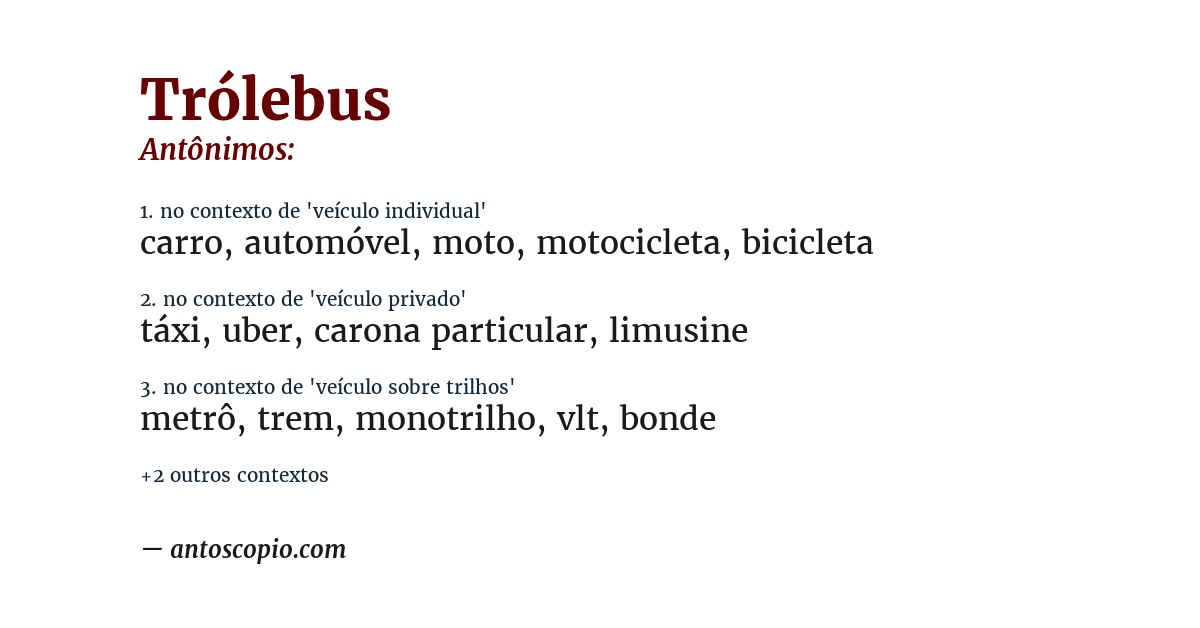 Antônimo de trólebus