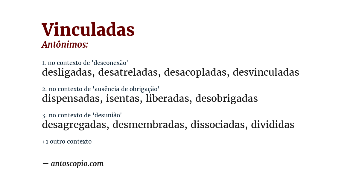 Antônimo de vinculadas