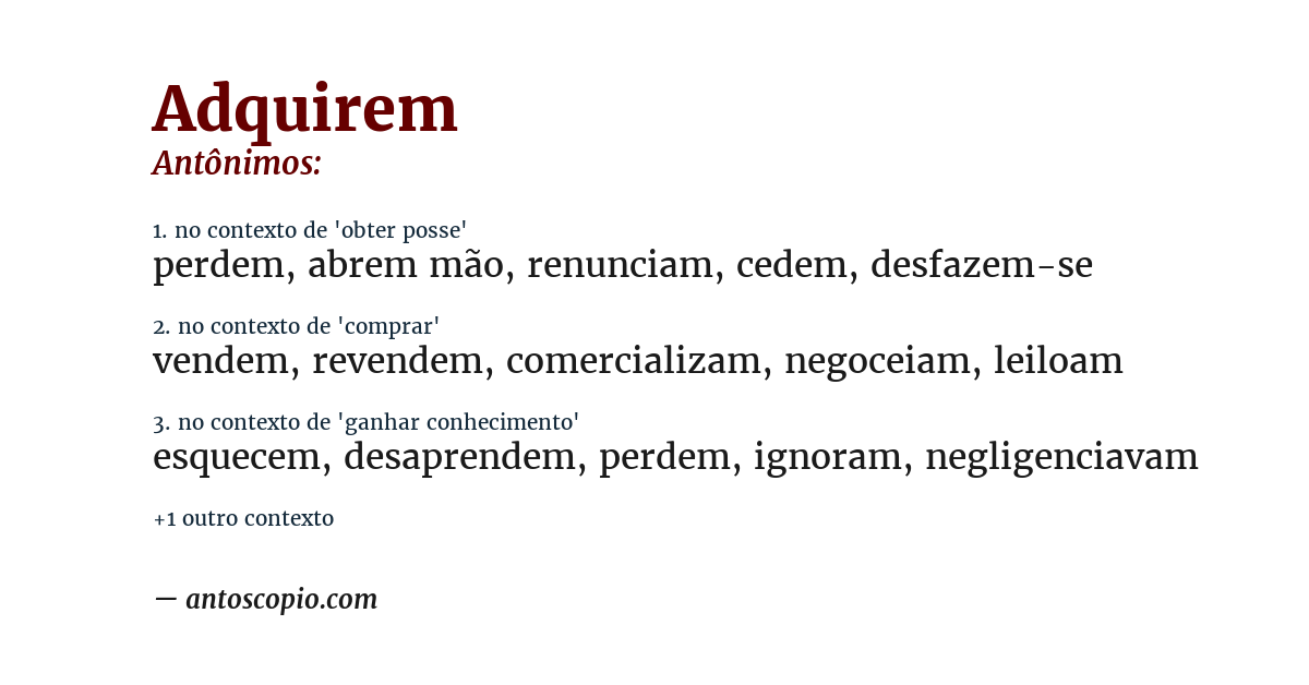 Antônimo de adquirem