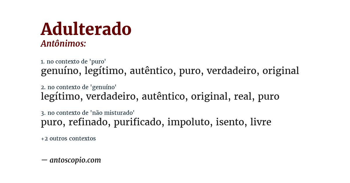 Antônimo de adulterado