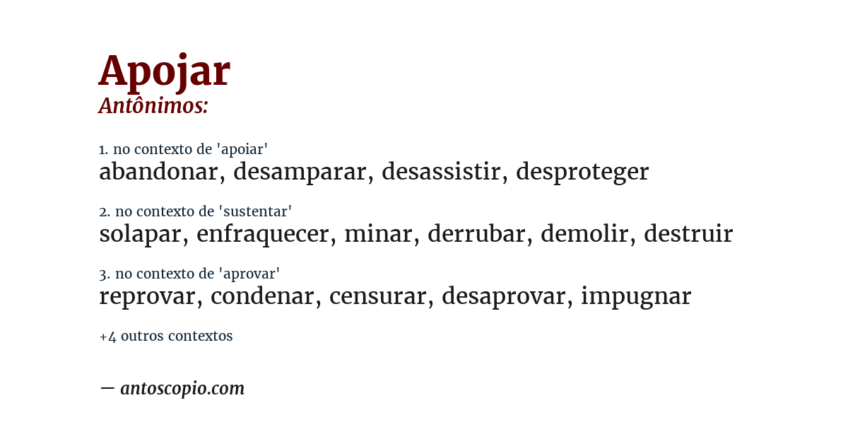 Antônimo de apojar