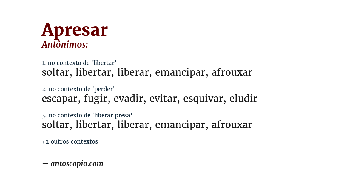 Antônimo de apresar