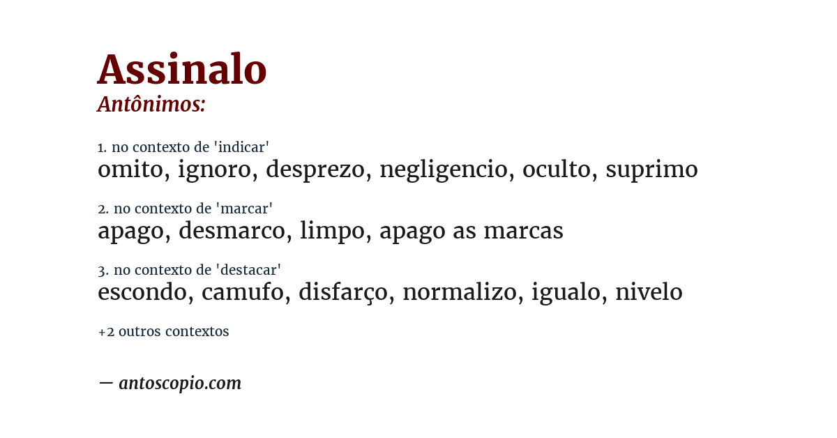 Antônimo de assinalo