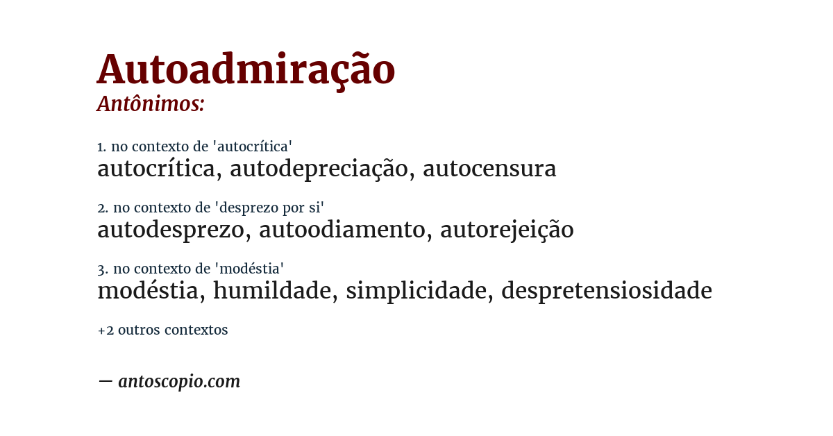 Antônimo de autoadmiração