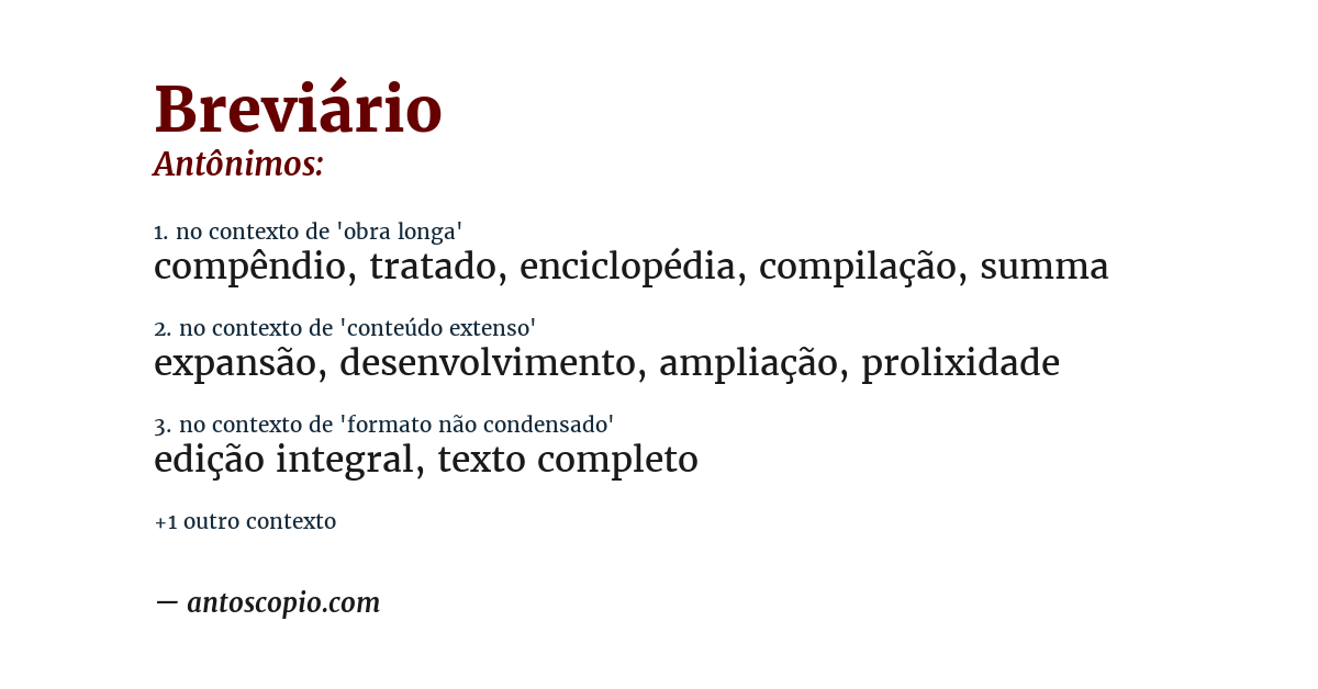 Antônimo de breviário