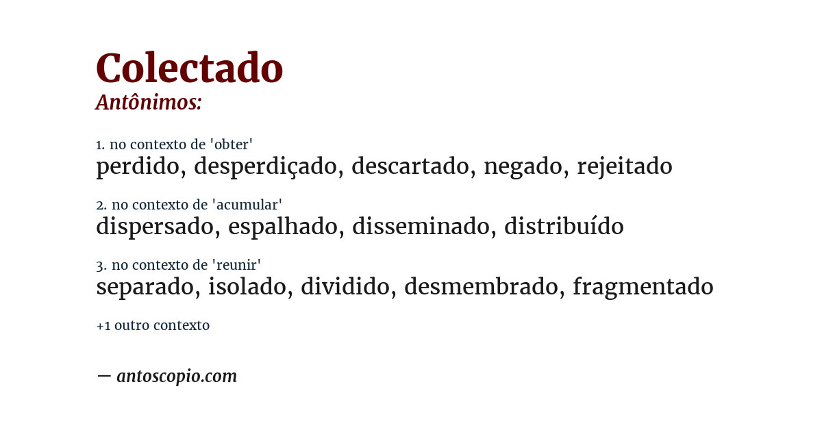 Antônimo de colectado