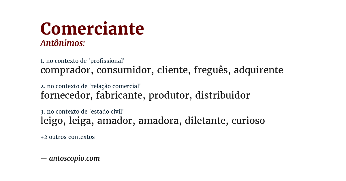 Antônimo de comerciante