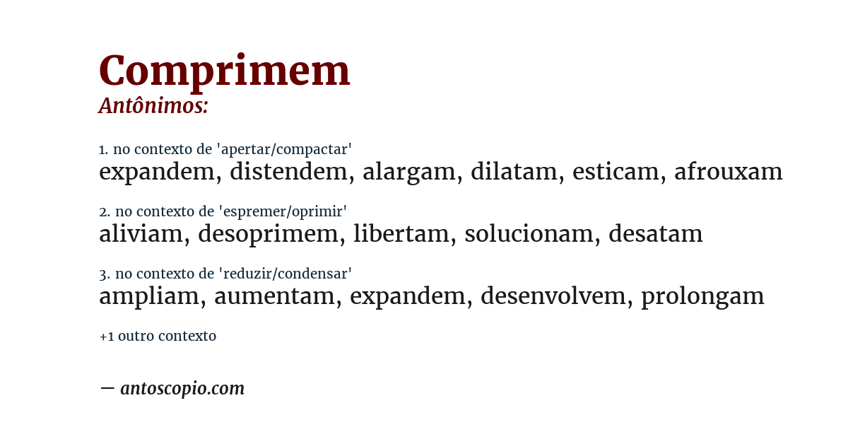 Antônimo de comprimem