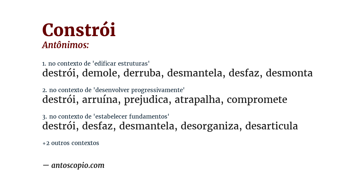 Antônimo de constrói