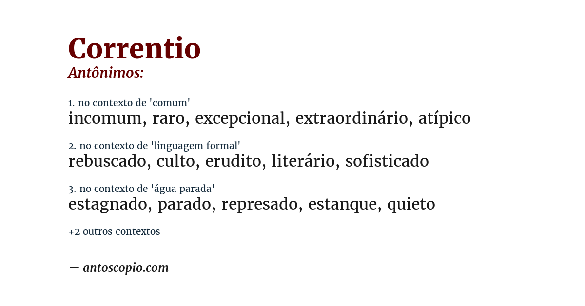 Antônimo de correntio