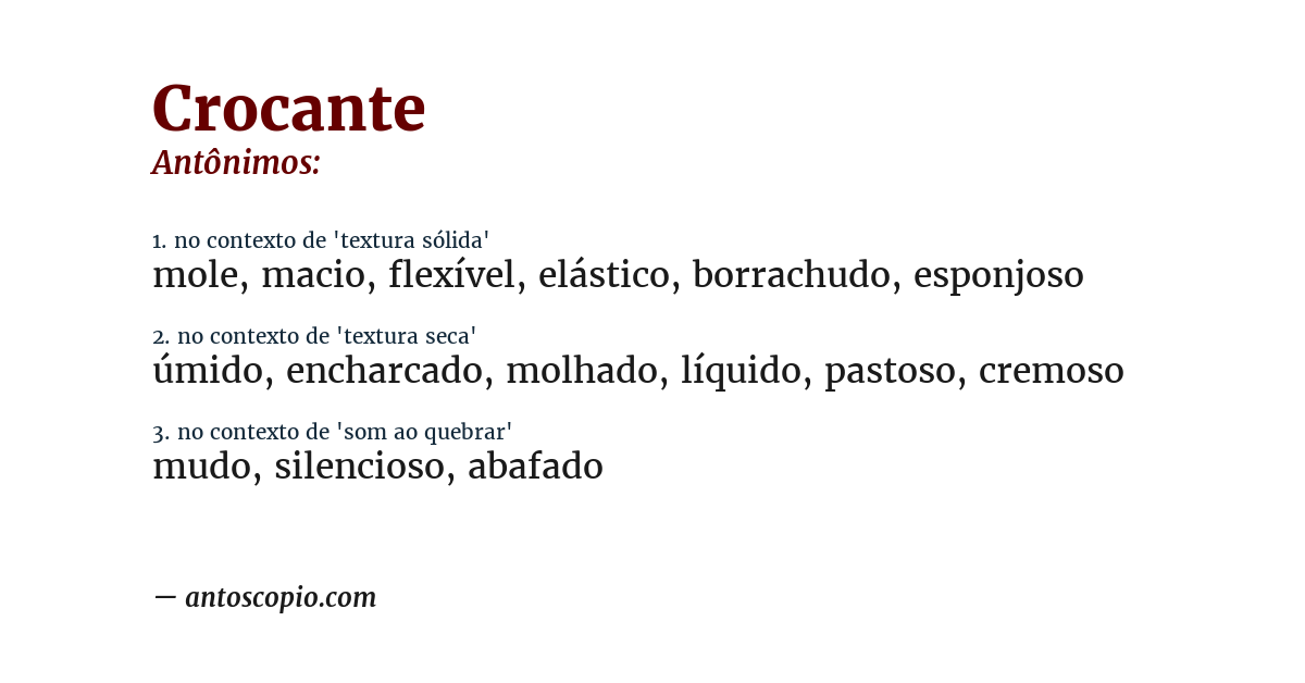 Antônimo de crocante