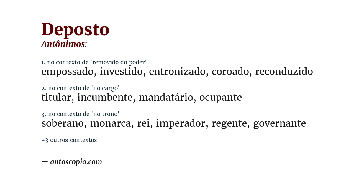 Antônimo de deposto
