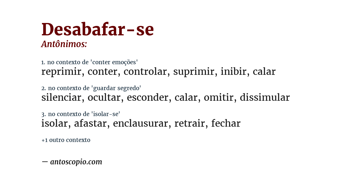 Antônimo de desabafar-se