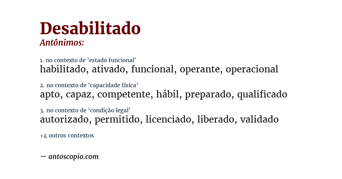 Antônimo de desabilitado