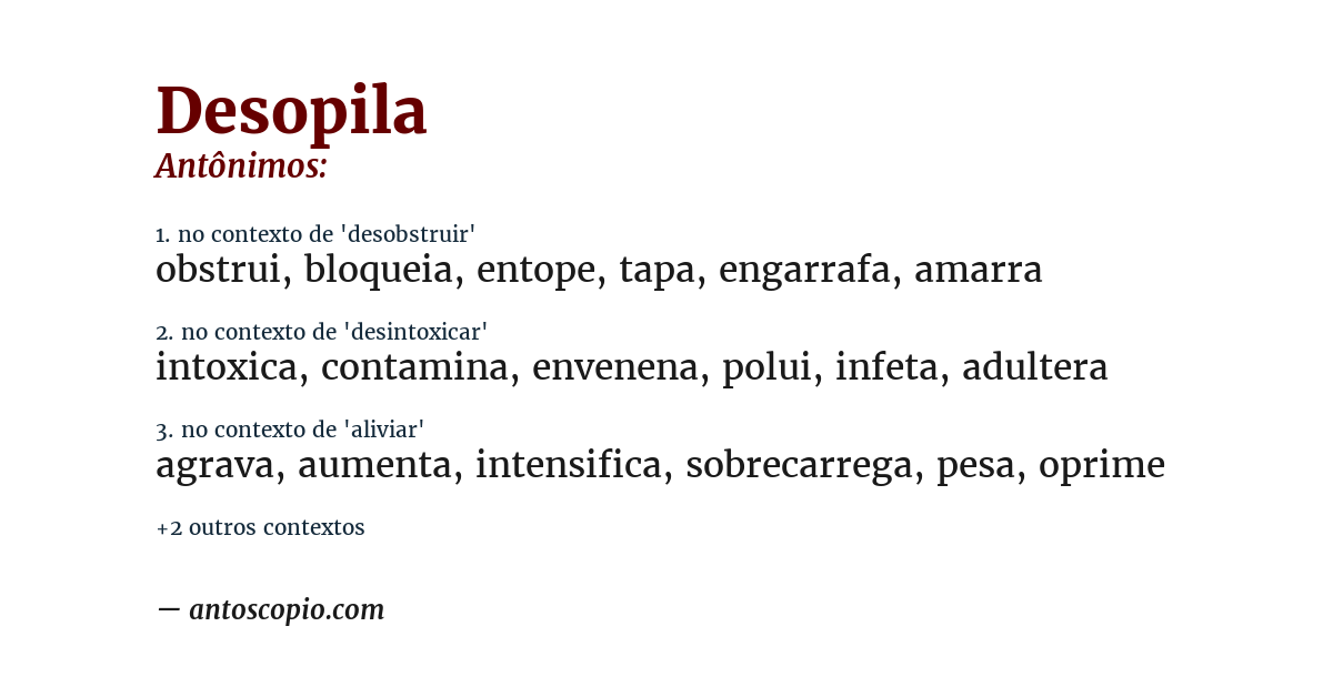 Antônimo de desopila