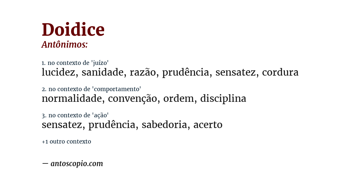 Antônimo de doidice