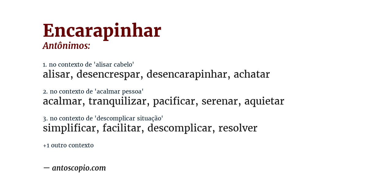 Antônimo de encarapinhar