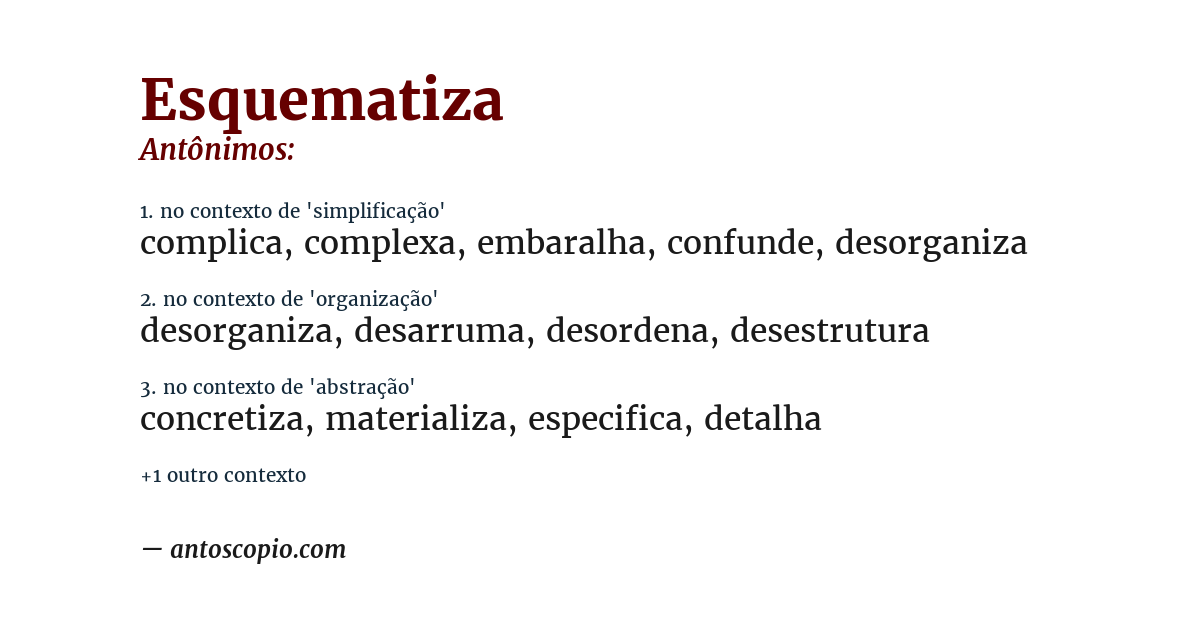 Antônimo de esquematiza