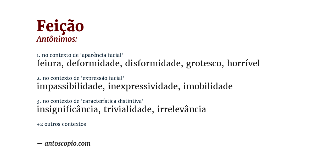 Antônimo de feição
