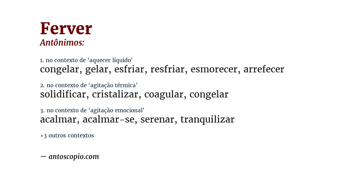 Antônimo de ferver