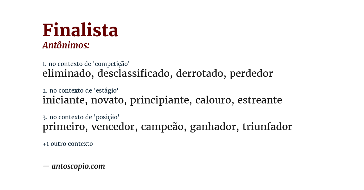 Antônimo de finalista