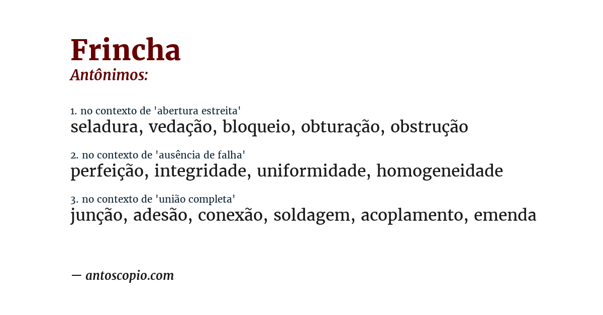 Antônimo de frincha