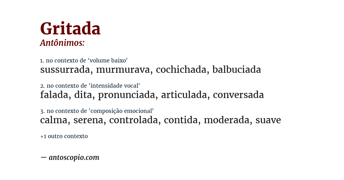 Antônimo de gritada