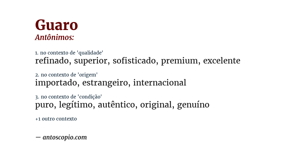 Antônimo de guaro