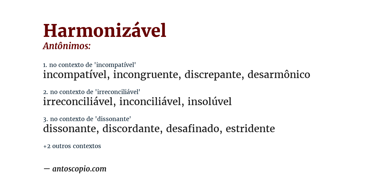 Antônimo de harmonizável