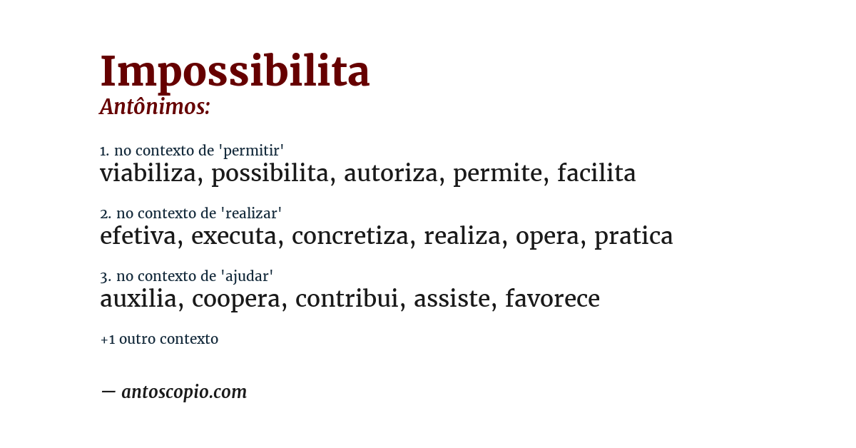 Antônimo de impossibilita