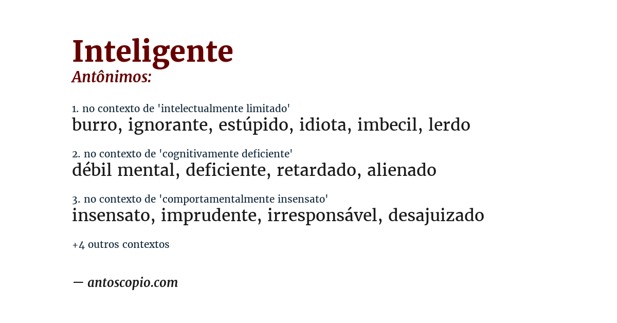 Antônimo de inteligente