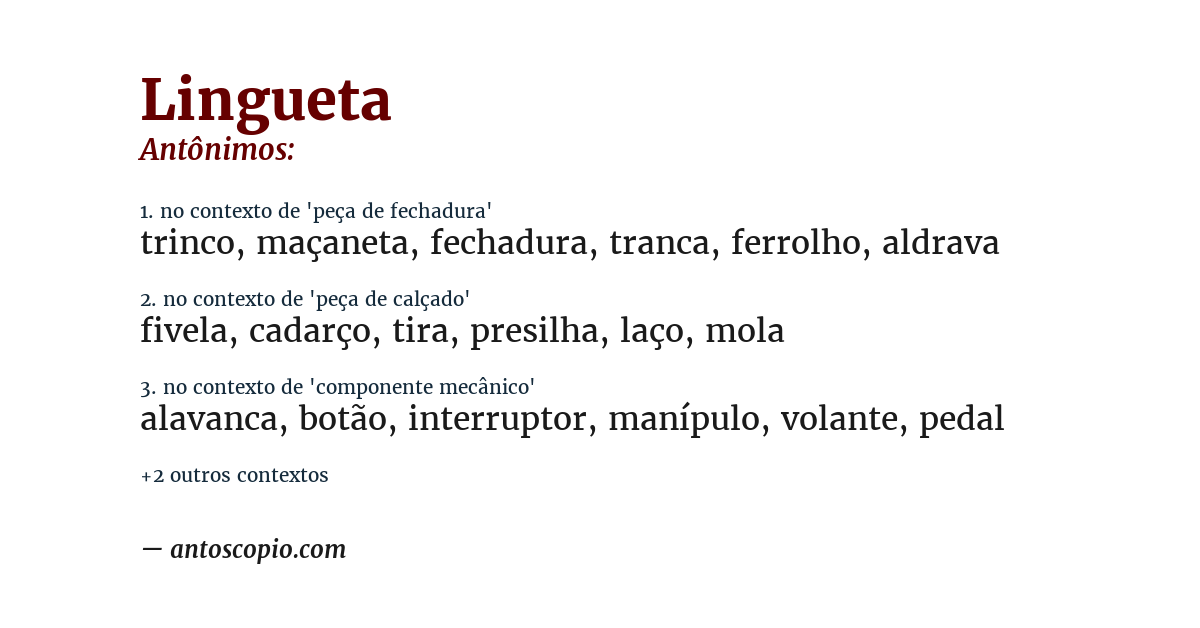 Antônimo de lingueta